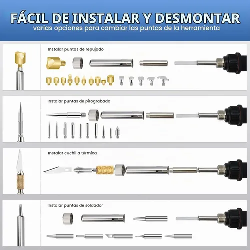Vista 4 de Kit de Combustión de Madera ACRSIKR, Herramienta de Combustión de Madera con Pantalla LED, Pluma de Pirografía Ajustable de Temperatura para LED