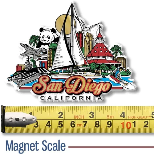 Vista 2 de Imán de San Diego City de Classic Magnets, recuerdos coleccionables de goma 3D estilo vintage y regalos fabricados en los Estados Unidos, 4.3 x 3.3