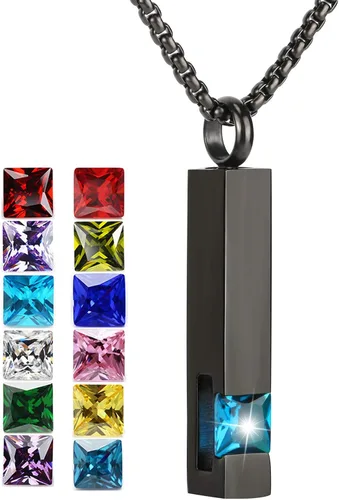 Vista 24 de YOUFENG collar con urna para cenizas, cubos de piedras natales, urna para cenizas humanas, collar de urna de cremación, relicario, recuerdo