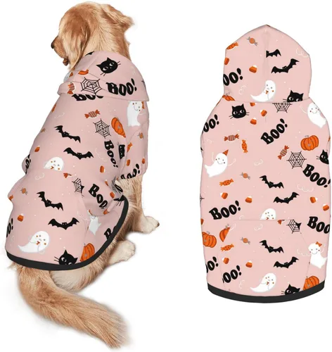 Vista 20 de Disfraz de perro de Halloween, sudadera con capucha con estampado de fantasma de calabaza para invierno, Halloween, cosplay, suéteres con capucha