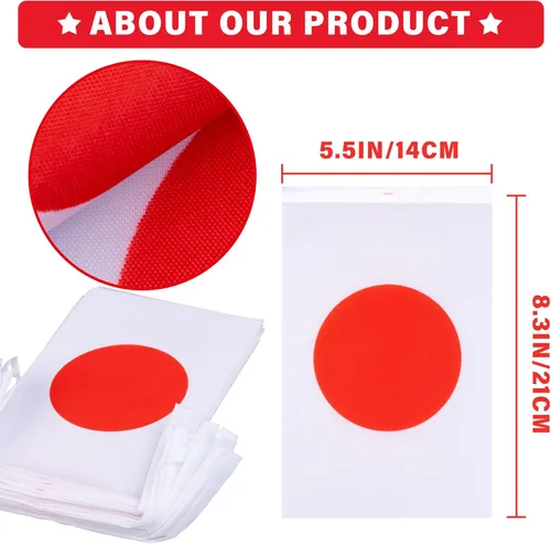 Vista 3 de Banderín de bandera de Japón, mini banderas japonesas pequeñas, decoración nacional de país para escuela, fiesta, eventos deportivos, 33 pies 30