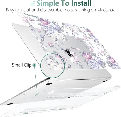 Vista 28 de TWOLSKOO Funda para MacBook Air de 13,3 pulgadas (versión antigua 2018-2021, modelos: M1 A2337, A2179, A1932) - Carcasa rígida con protector de Flor