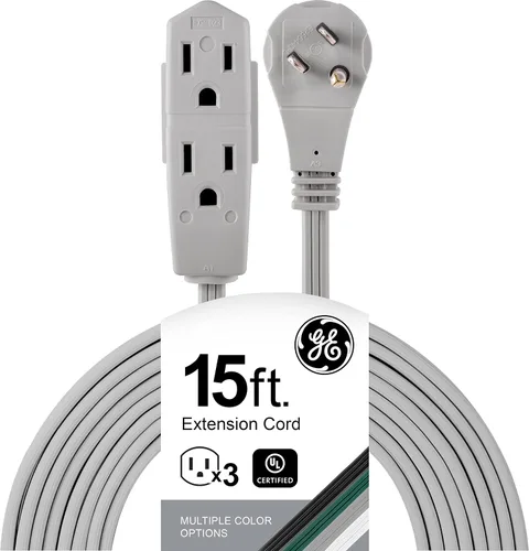Vista 14 de GE Cable de extensión plano de 3 salidas de 3 pies, cable de extensión a tierra con múltiples tomas, extensor de salida de 3 clavijas, enchufe