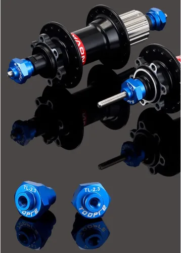 Vista 5 de Rueda de bicicleta Truing Stand Thru Axle Adapter 12/15/0.787 in herramienta de buje libre (Azul)