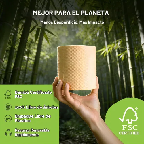 Vista 7 de Bamboo Story, Papel higiénico de bambú sin blanquear, 12 rollos, 3 capas y 300 hojas de papel higiénico de bambú, certificado FSC, biodegradable