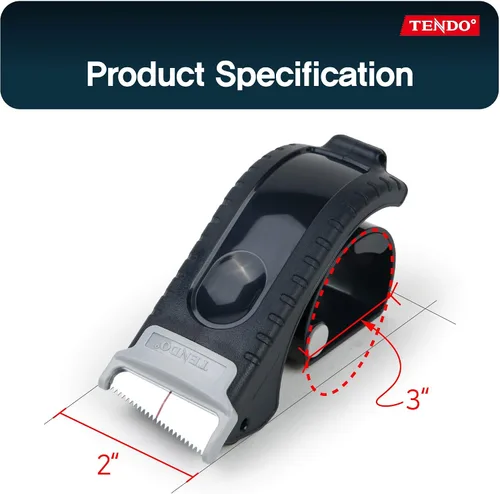 Vista 6 de Dispensador de cinta de embalaje: línea TENDO° para el hogar y la oficina, ideal para sellado de cajas, embalaje, envío y mudanza con cuchillas