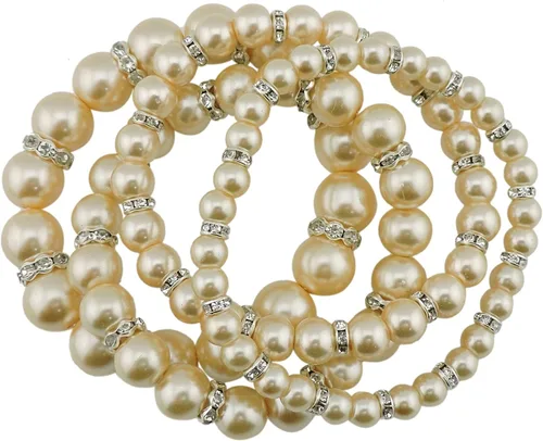 Vista 6 de Coiris 4 unids/set imitación perlas pulseras cristal mujeres multi capa (BR1113)