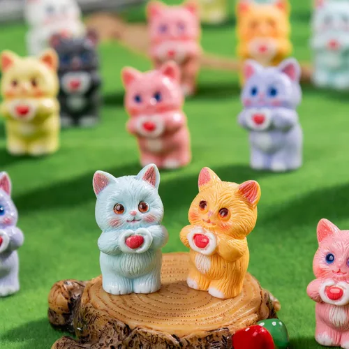 Vista 11 de 36 piezas Figuras de Gatos Negros en Mini de Resina Variedad de Animales Pequeños Pequeñas Figuras de Gatos en Miniatura a Granel para Accesorios