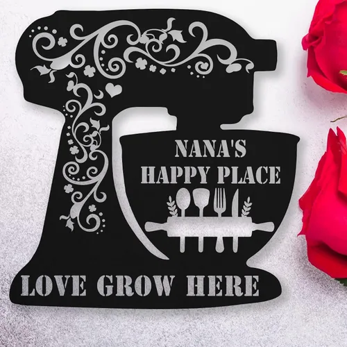 Vista 45 de Letrero de metal personalizado para máquina de coser, arte de pared personalizado para habitación, para mamá, abuela, nana, mimi, alcantarillas