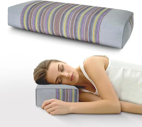 Vista 17 de Almohada ajustable de casco de trigo sarraceno para aliviar el dolor de cuello (21 x 8 x 4), almohada de enfriamiento natural para campamento