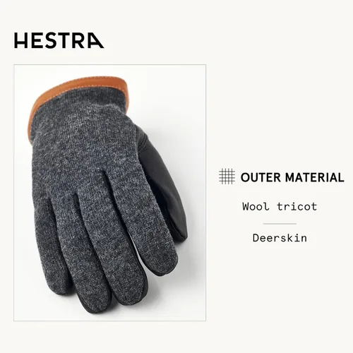 Vista 3 de Hestra Guante de tricot de lana de ciervo Carbón/Negro