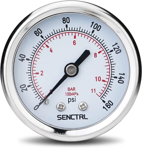 Vista 8 de SENCTRL - Medidor de presión de vacío de 30inHg, esfera de 2", NPT de 1/8, montaje inferior, estuche de acero inoxidable, resistente al agua