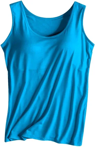 Vista 9 de Camiseta sin mangas con brasier integrado para mujer, sin mangas, correa ancha, ropa de dormir básica, para entrenamiento, yoga, camisola acolchada