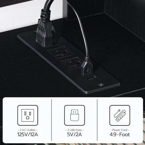 Vista 5 de HOOBRO Soporte de TV flotante con luz LED y toma de corriente para televisores de hasta 65 pulgadas, estante de TV montado en la pared, consola