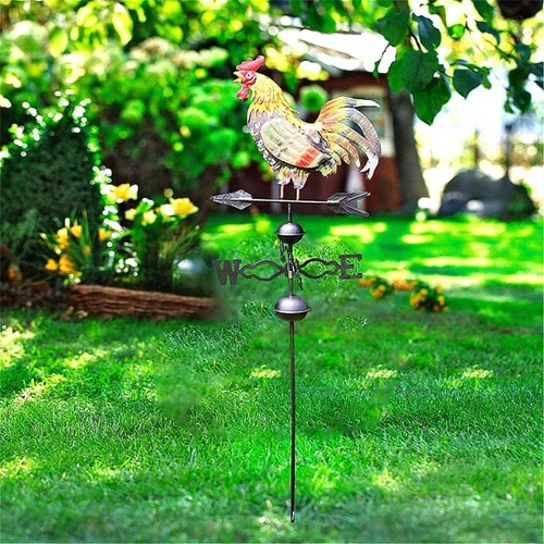 Vista 3 de HGC Paleta de metal de 48 pulgadas para decoración de jardín, decoración de casa de campo, con adorno de gallo, veletas de viento