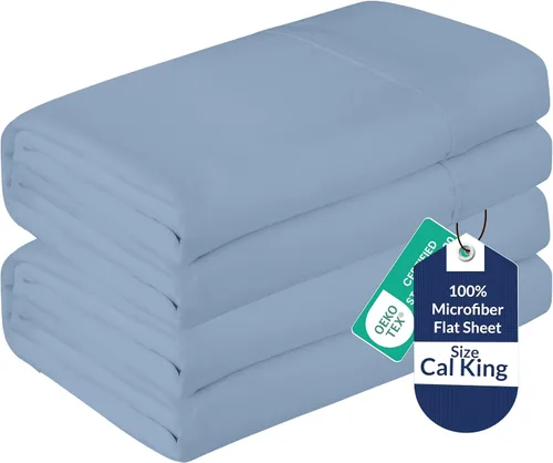 Vista 91 de Royale Linens Juego de 6 sábanas encimeras a granel, sábanas superiores, microfibra suave de 1800, resistente a las arrugas y a las manchas