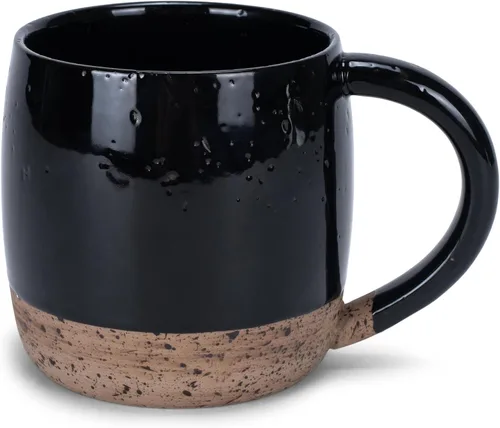 Vista 14 de Elanze Designs Speckled Raw Bottom - Tazas de cerámica de 17 onzas, paquete de 4, color negro