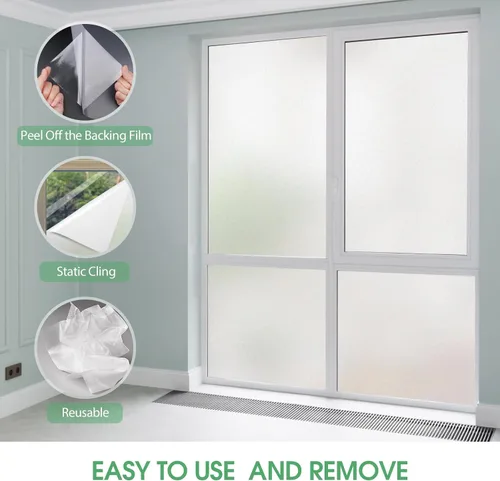 Vista 4 de STATINT - Película de vidrio esmerilado para ventana, privacidad y bloqueo solar, protección UV, para baño, no adhesiva, adhesivo estático