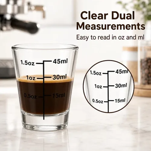 Vista 5 de Paquete de 12 vasos de chupito de 1.8 onzas a granel con base pesada, juego de vasos de chupito de medición transparentes para café, vodka, tequila