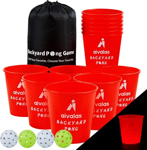 Vista 8 de Yard Pong Outdoor Games, Giant Yard Games Set with 12 Buckets and Balls for Adults and Family, Toss Game Throwing Games for Beach, Camping, Lawn and
