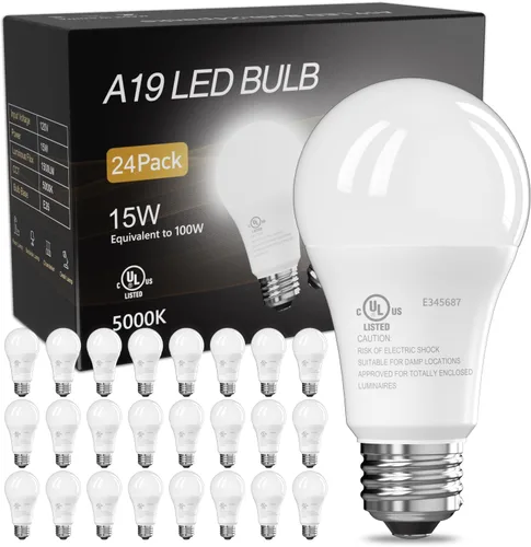 Vista 15 de Bombillas LED TJOY, equivalentes a 100 vatios A19, blanco cálido suave de 2700K, bombillas de ahorro energético con base estándar E26, 1500 lúmenes