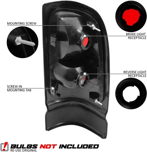 Vista 3 de EPIC LIGHTING Repuesto de montaje de luces traseras halógenas estilo OE para DODGE 94-02 RAM PICKUP con paquete deportivo