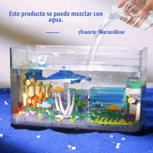 Vista 3 de Bibilock Bloques de construcción de pecera, bloques de construcción de acuario ideales creativos (puede añadir efectos de luz de agua y carga)