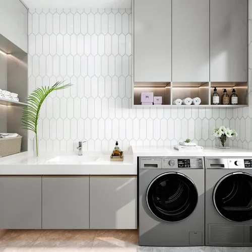 Vista 4 de VaryStyle Azulejo hexagonal de 12 x 12 pulgadas de largo, color blanco, para cocina, baño y más, 6 azulejos