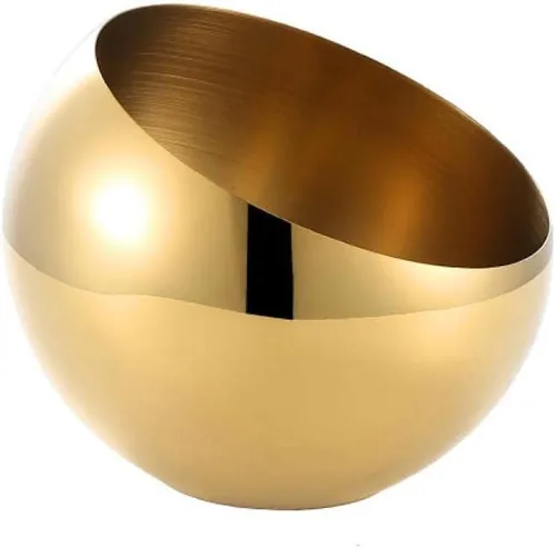 Vista 6 de Azucarero esférico de acero inoxidable dorado condimento tarro mentas titular tazón