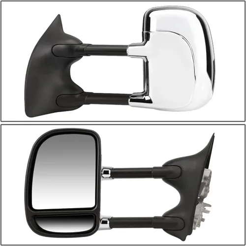 Vista 2 de DNA Motoring TWM-004-T222-CH - Par de espejos laterales telescópicos de ajuste manual compatibles con 99-07 F250 / F350 / F450 / F550 Super Duty