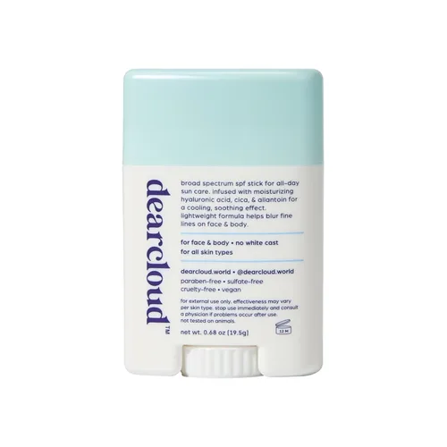 Vista 3 de dearcloud Protector solar en barra SPF 50+ PA++++ - Protector solar coreano (.68 oz) Fórmula vegana · Aloe Vera · Cica · Acabado de imprimación