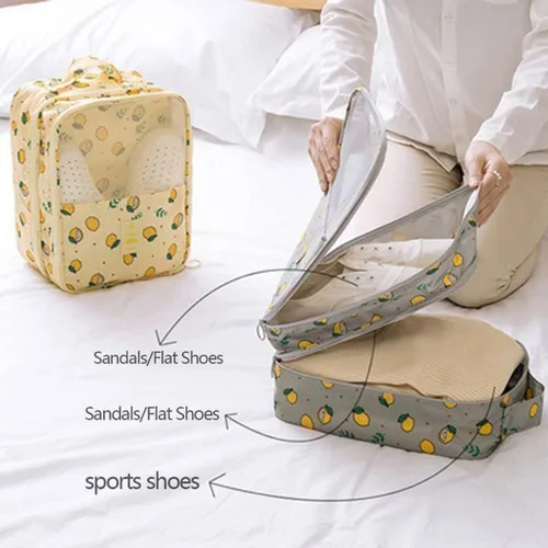 Vista 3 de Bolsa de viaje 3 en 1, bolsa de zapatos para viajes, bolsa organizadora de zapatos con capacidad para 3 pares de zapatos, bolsa de viaje portátil