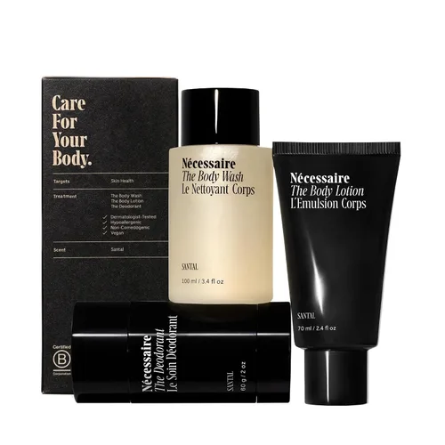Vista 10 de Nécessaire Body Essentials - Set de regalo para el cuidado de la piel para mujeres y hombres - Gel de baño corporal de tamaño viaje, loción corporal