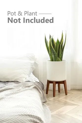 Vista 2 de Mkono Soporte para plantas de mediados de siglo moderno para interiores (planta y maceta no incluidas), soporte para flores, decoración del hogar