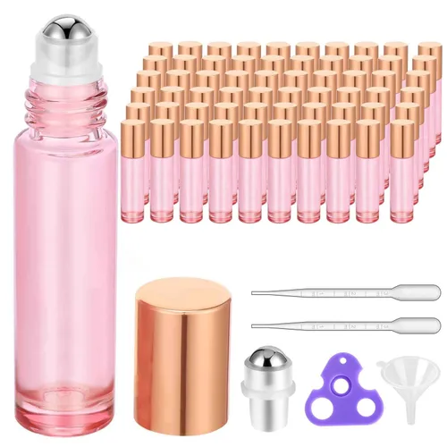 Vista 31 de PrettyCare 6 piezas, botellas roll-on de 10 ml para aceites esenciales con bola de rodillo de acero inoxidable - Botellas rellenables a prueba