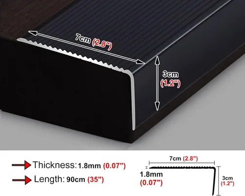 Vista 2 de ZIMGOD Tira protectora de borde de metal, borde antideslizante para escaleras, umbral de tira de transición en forma de L, borde de vinilo laminado