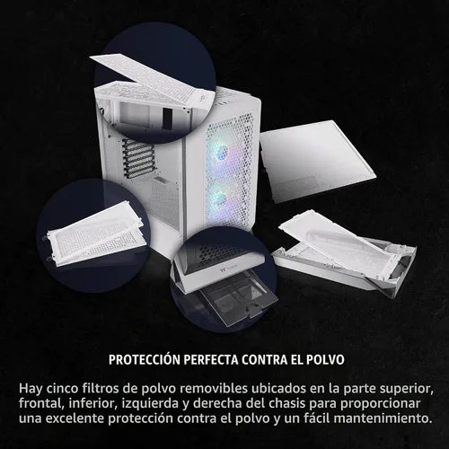 Vista 6 de Thermaltake Ceres 300 Snow Edition - Carcasa para computadora E-ATX de torre media con panel lateral de vidrio templado; 2 ventiladores CT140 ARGB