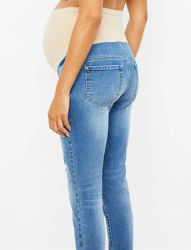 Vista 3 de Motherhood Maternity Women's Repreve Sustainable Over The Belly Skinny Denim Maternity Jeans Indigo Blue