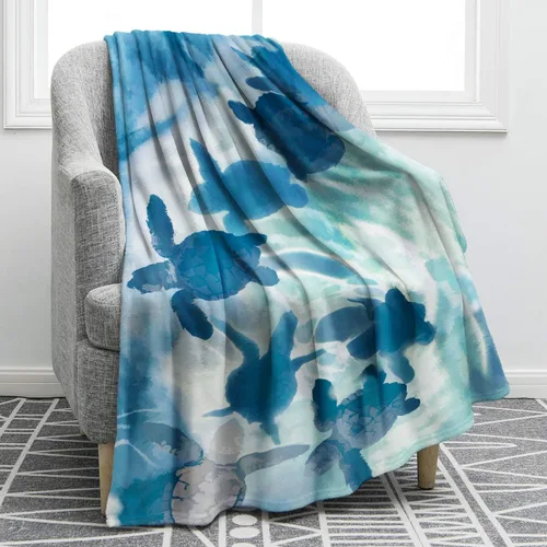 Vista 14 de Jekeno Manta de Tortuga Marina para Adultos y Niños, Regalo de Manta de Tortuga Marina para Mujeres y Hombres, Decoración de Playa para Dormitorio