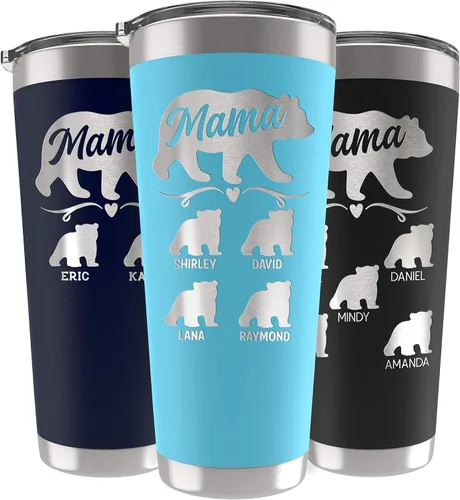 Vista 9 de Vaso de Mamá Oso, vaso personalizado para mamá Oro Rosa