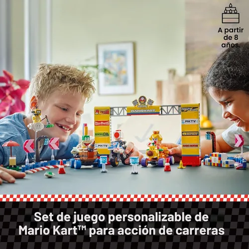 Vista 2 de LEGO Super Mario: Mario Kart Baby Peach & Grand Prix Set Home Circuit - Juego de construcción de juguetes de Nintendo para niños, niñas y niños, a