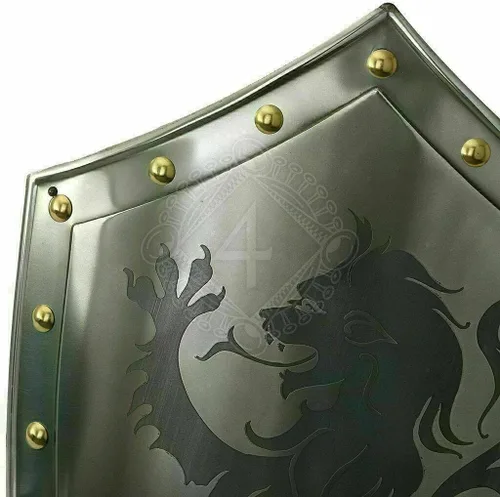 Vista 2 de THOR INSTRUMENTS 28" Medieval Knight Battle Armor Shield Metal Artesanal Decoración Réplica