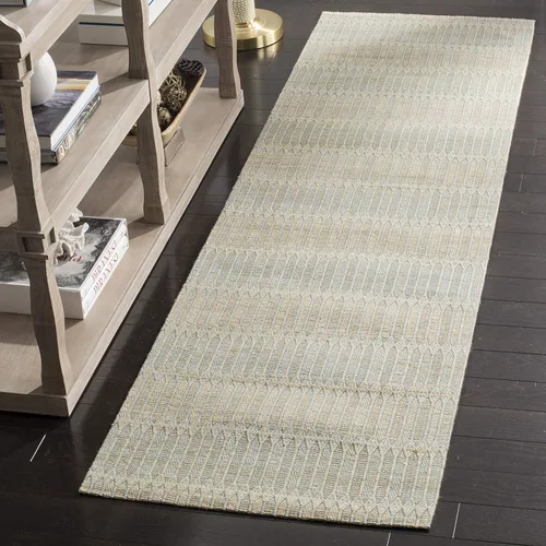 Vista 4 de SAFAVIEH Marbella Collection - Alfombra de pasillo, 2 pies 3 pulgadas x 8 pies, color beige, viscosa hecha a mano, ideal para zonas de alto tráfico
