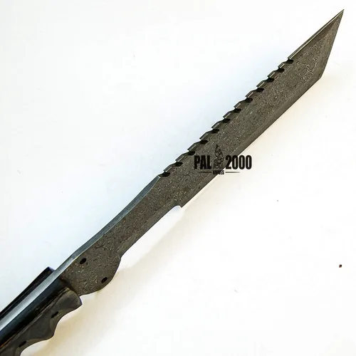 Vista 2 de DAM-9440 Cuchillo de perseguidor hecho a mano de acero de Damasco de 15 pulgadas