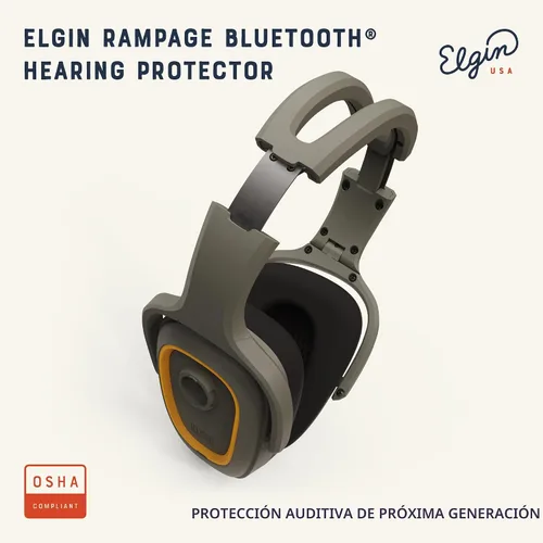 Vista 2 de Elgin Rampage - Auriculares Bluetooth de protección auditiva, compatibles con OSHA, 25 dB NRR, micrófono de aislamiento de ruido, batería de más
