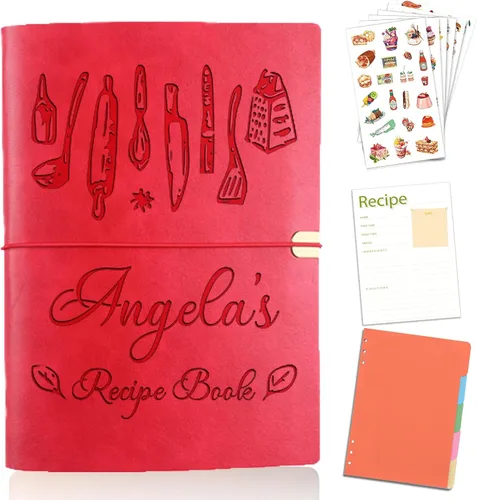 Vista 7 de Libro de recetas personalizado para escribir en tus propias recetas, libro de recetas personalizable de 6.7 x 9 pulgadas, 5 divisores y espacio