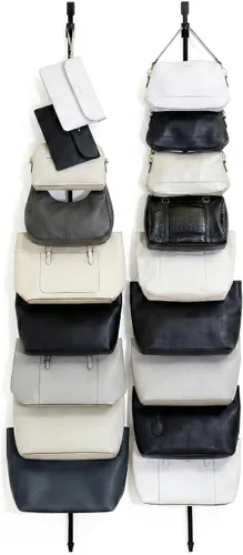 Vista 8 de Perfect Curve Organizador de Bolso y Monedero Sostiene hasta 9 Bolsos Organizador Sobre Puerta para Bolsos y Monederos Clips Ajustables 1