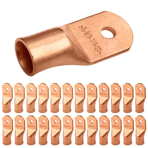 Vista 238 de SELTERM - 5 terminales de anillo resistentes para cable de batería, calibre 1/0 AWG, pernos de 1/2 pulgadas, terminales de calibre 0, ojales