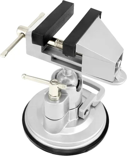 Vista 7 de QWORK Tornillo de base de vacío portátil con rotación multiángulo, tornillo de pivote de 3.15 pulgadas de ancho de mandíbula tornillo de banco
