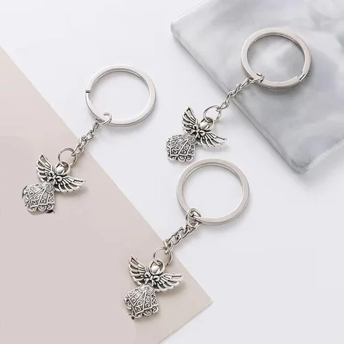 Vista 9 de TOPINCN 50Pcs Angel Pendant Keychain, Vintage Angel Charm Keychain Zinc Alloy Auspicious Meaning Guardian Angel Keyfor Women Girls Baby Baptism